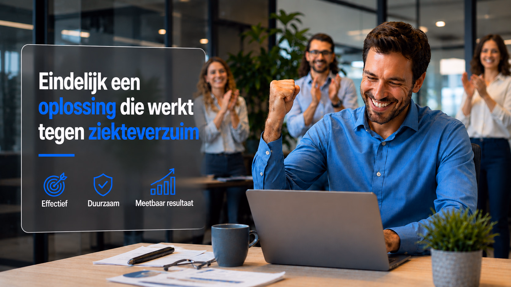 Zieke medewerker thuis met laptop en kosten-indicatie